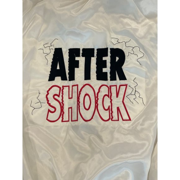 Vintage 1990’s After Shock Liquor White Satin Bomber Jacket West Ark Men’s XL - Picture 6 of 11